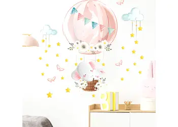 sticker camera bebe balon roz printre stelute