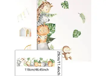 sticker camera copii bordura verticala cu animale si plante verzi decor perete sau mobila