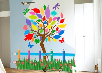 sticker camera copii copac cu frunze colorate folina multicolor jm7186 s0