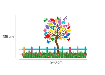 sticker camera copii copac cu frunze colorate folina multicolor jm7186 s0