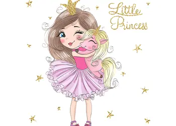 sticker camera fete mica printesa cu unicorn