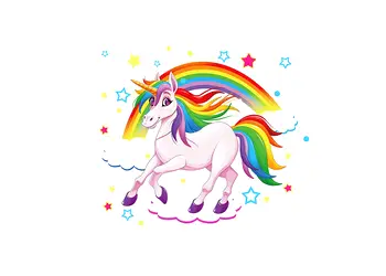 sticker camera fetita unicorn si curcubeu