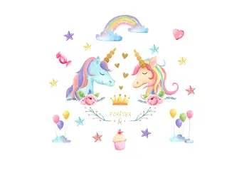 sticker camera fetita unicorni forever multicolor