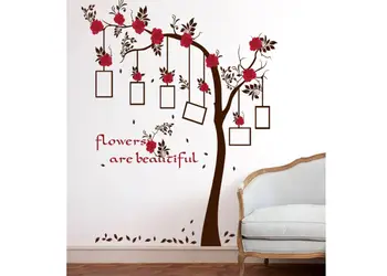 sticker copac cu flori rosii folina decor galerie foto