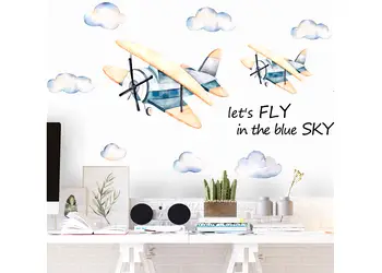 sticker copii avioane printre nori