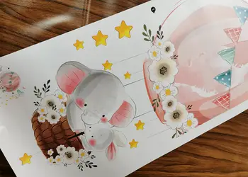 sticker camera bebe balon roz printre stelute