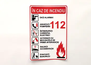 sticker semnalizare masuri de urmat in caz de incendiu 216x148mm s0