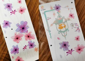 sticker flori roz si felinar