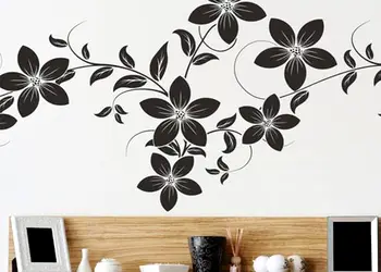 sticker decor floral negru dora