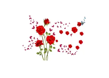 sticker decor trandafiri rosii