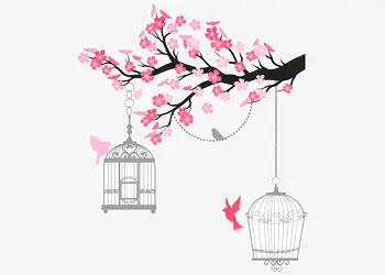 sticker perete creanga inflorita