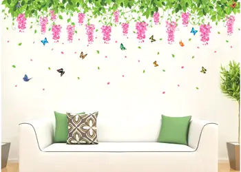 sticker decorativ flori roz