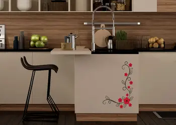 sticker decor floare rosie