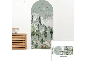 sticker decorativ peisaj cu animalele padurii tip panou