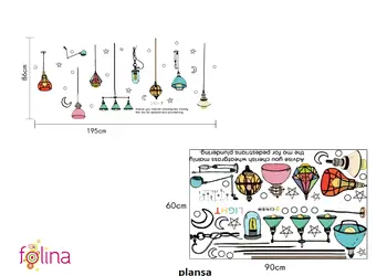 stickere perete decor cu felinare colorate