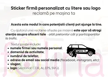 sticker firma personalizat cu litere sau logo reclama pe masina ta 3 randuri s1