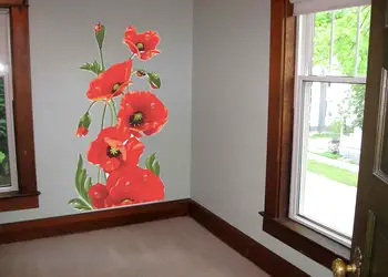 sticker floare de mac rosu