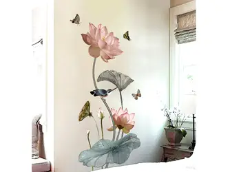 sticker floare roz pal