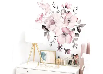 sticker floare roz watercolor