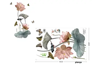 sticker floare roz pal