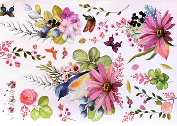 stickere decorative cu flori pasari fluturi