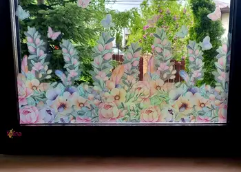 sticker geam folina bordura decorativa cu flori