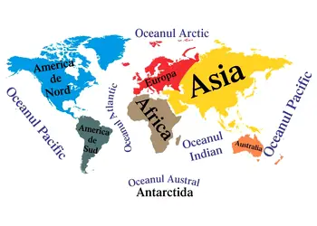 sticker harta lumii continente si oceane