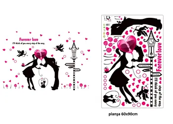 sticker decorativ indragostiti cupidon si inimioare roz