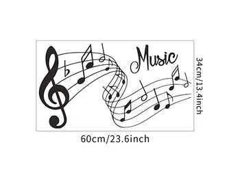 sticker perete portativ negru cu note muzicale