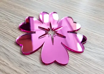 sticker oglinda roz floare