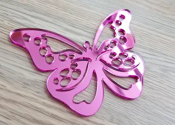 sticker oglinda roz fluture