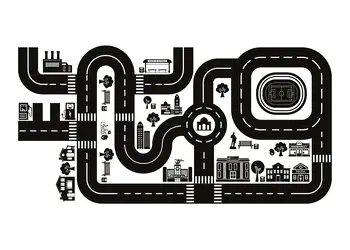 sticker pentru podea sub forma de joc cu harta rutiera trafic urban 50x100cm folina s00