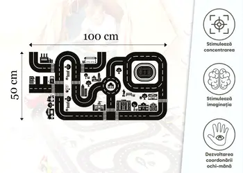 sticker pentru podea sub forma de joc cu harta rutiera trafic urban 50x100cm folina s00