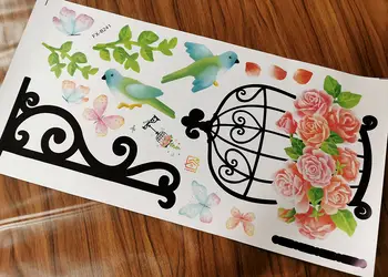 sticker perete colivie cu flori