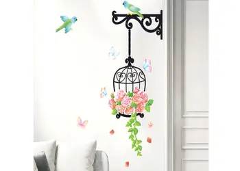 sticker perete colivie cu flori