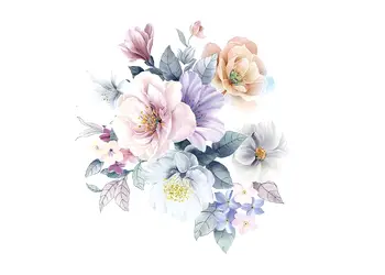 stickere flori nuante pastel 50 cm