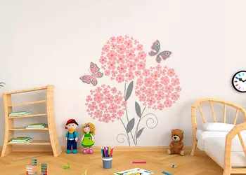 sticker perete flori roz mirena