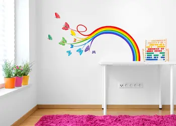 sticker perete fluturi curcubeu