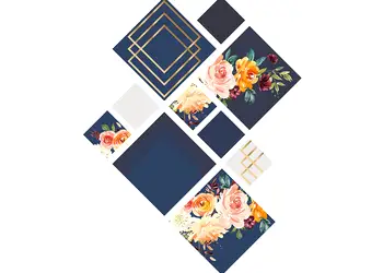 sticker perete folina decor floral albastru