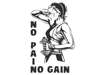 sticker perete sala antrenament no pain no gain negru b x1
