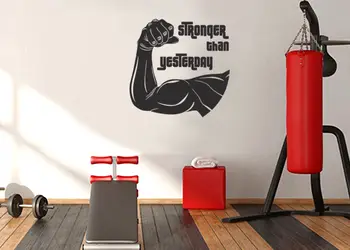 sticker perete sala antrenament stronger than yesterday x1