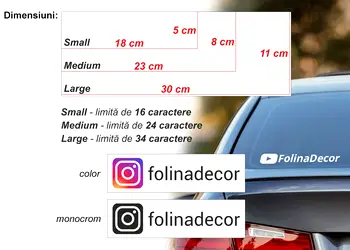 sticker social media personalizat color monocrom publicitate masina large size 30x11cm s00