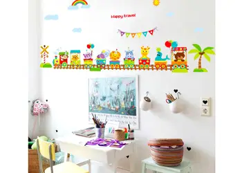 sticker tren animale folina multicolor