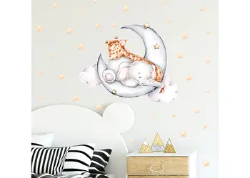 stickere camera bebe animale somnoroase printre stelute