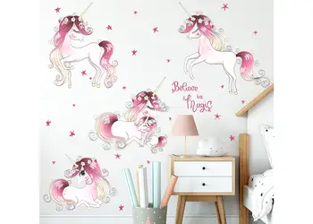 set 4 stickere camera fetita unicorni roz