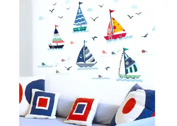 stickere copii barci colorate folina decor marin