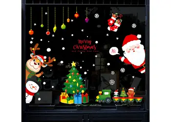 stickere craciun decor cu mos craciun ren si bradut