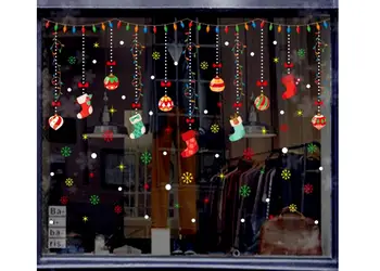 stickere craciun folina decor vitrina multicolor