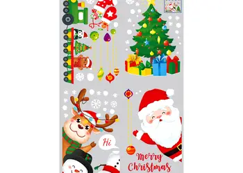 stickere craciun decor cu mos craciun ren si bradut