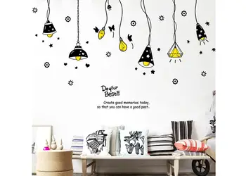 stickere decor lustre negre cu becuri galbene
